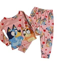 Nina Kids Pajama Set - Pink with Bluey Cartoon Print 4T